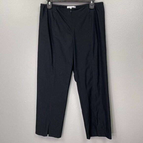 Joseph Ribkoff‎ Pants Womens 12 Cropped Black High Rise Slit Hems Stretch - Picture 1 of 12